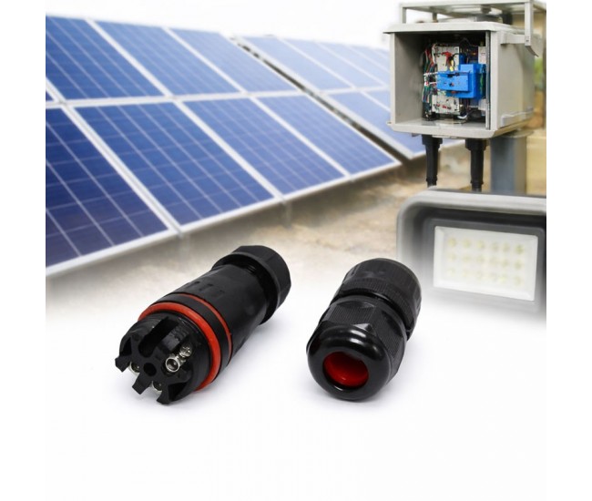 Conector Electric Etans M20 IP68, 3 Pini Waterproof pentru Sisteme Solare si Led (Set 10buc)