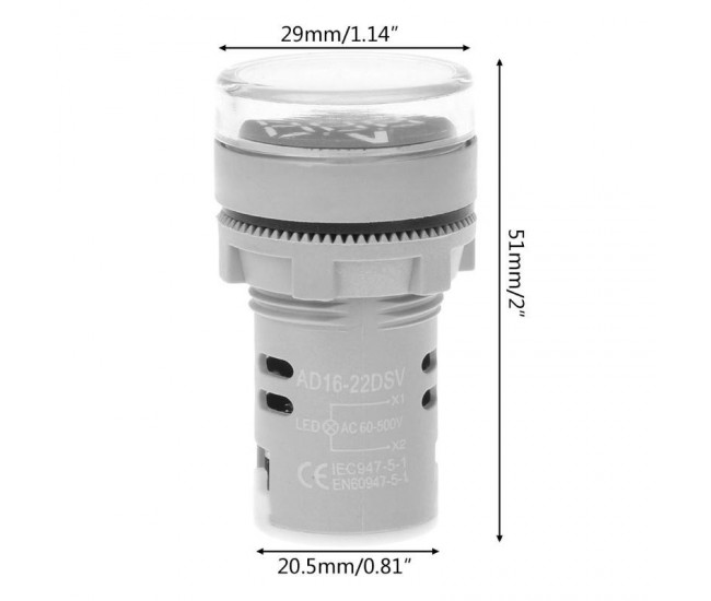 Voltmetru Digital Portocaliu 250V/AC 20-500V