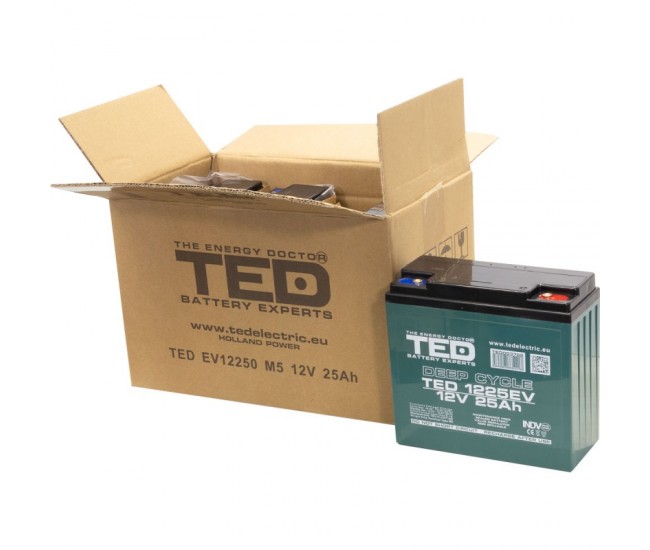 Acumulator 12V 25Ah Deep Cycle plumb-acid pentru scutere electrice, UPS si aplicatii industriale