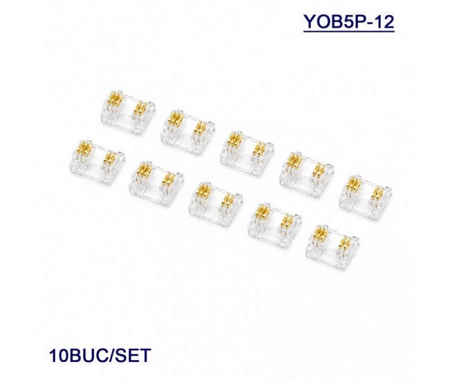 Conector pentru Imbinare Banda LED COB 12mm 5 Pini Strip to Strip Set 10 Buc DALBI YOB5P-12