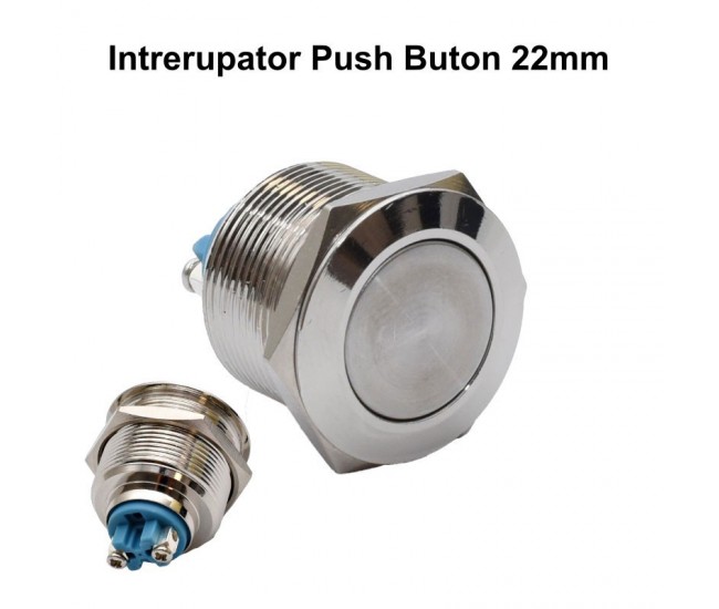 Intrerupator Push Metalic 22mm cu Retinere