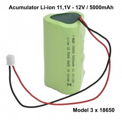 Acumulator Li-ion 11,1V-12V / 5000mAh - Model 3 x 18650 Acumulator Li-ion 11,1V-12V / 5000mAh - Model 3 x 18650