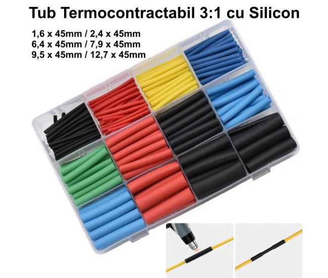 Tub Termocontractabil 3:1 Waterproof cu Silicon, 280buc / Set