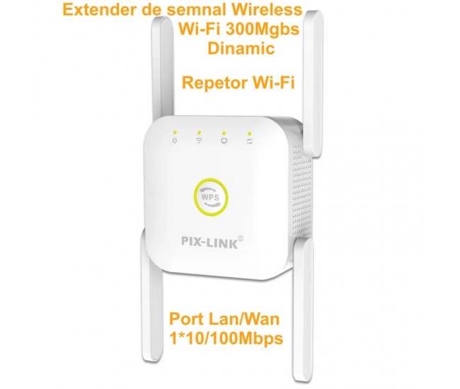 Extender Wireless N 4 Antene 300Mbps, Dinamic Pix-Link WPS / WR24Q
