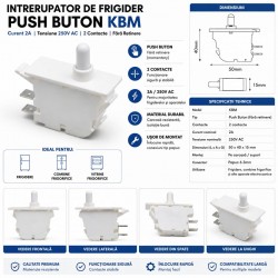 Intrerupator Usa Frigider Push Buton KBM 2A 250V AC fara Retinere DALBI