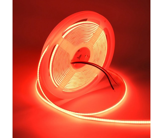 Banda Cob Led 24V - 8MM / 320led/ml - 11W/ml, Rosu - Interior IP20 - 5m/rol