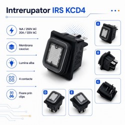 Intrerupator IRS KCD4 16A 250V cu Membrana Cauciuc si LED Alb DALBI