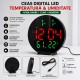 Ceas Digital LED Rotund 26cm Rosu-Verde cu Telecomanda, Temperatura si Umiditate 3813L DALBI