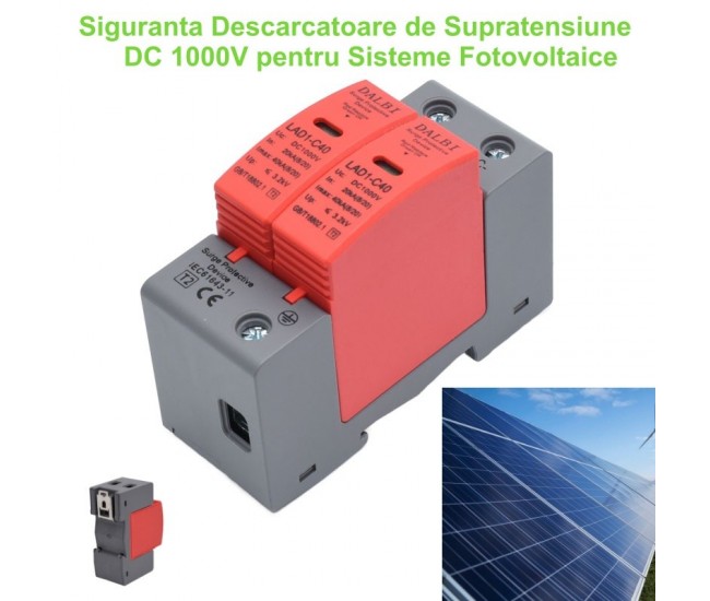 Siguranta pentru Sisteme Fotovoltaice DC 1000V / LAD1-C40 Descarcator de Supratensiune