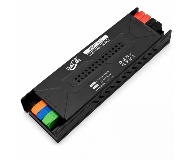 Sursa Alimentare LED 12V 300W 25A Slim cu Conectare Rapida Push-In, Carcasa Aluminiu DALBI