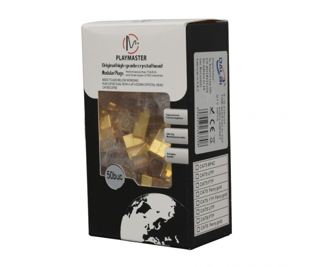 Mufa RJ45 S/FTP CAT 8 CUT Auriu cu Ecranare Metalica - 50Buc/Set