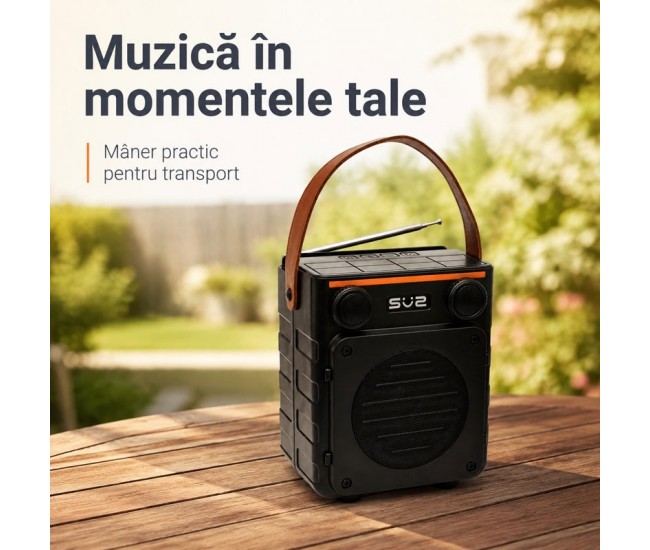Boxă Portabilă Bluetooth 10W cu Panou Solar și Radio FM SZ-L11M