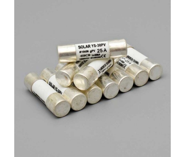 Siguranta Fuzibila Fotovoltaica 25A / 1000V DC - Ø10x38mm - 10Buc/Set