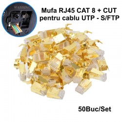 Mufa RJ45 S/FTP CAT 8 CUT Auriu cu Ecranare Metalica - 50Buc/Set