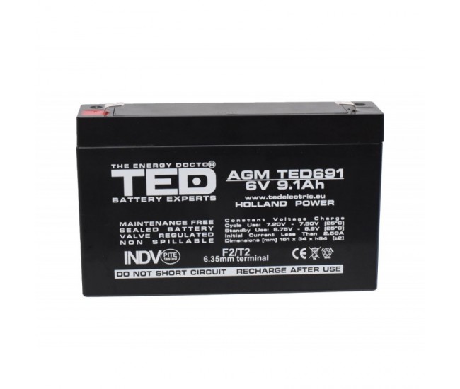 Acumulator Plumb - Acid 6V-9,1A TED