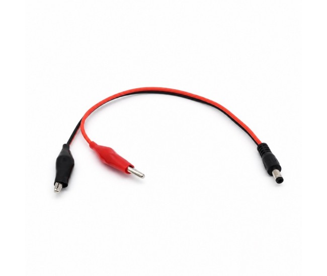 Cablu cu Clesti Crocodil si Mufa DC Tata 5,5x2,1mm, 30cm