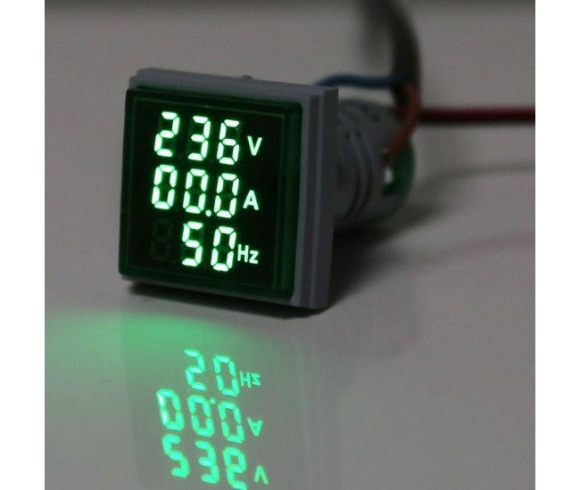 Indicator Digital 3 in 1 Verde AC ,Voltmetru, Ampermetru, Frecventa