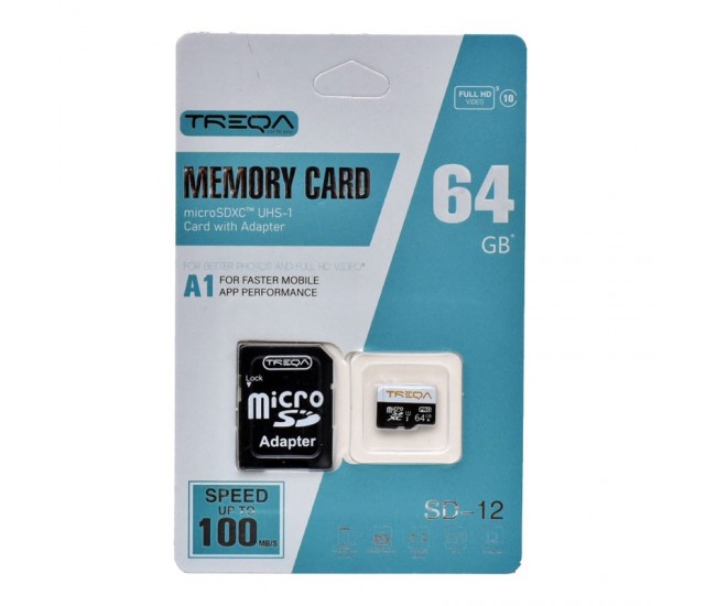 Card Micro SDXC 64GB, Memorie PRO Full HD Video, Performanta UHS A1, SPEED UP TO 100MB/S