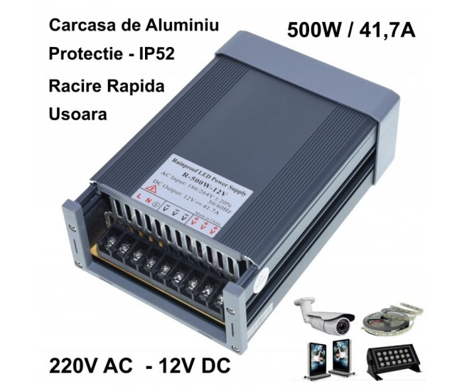 Sursa Alimentare de Exterior 12V-500W / 41,7A