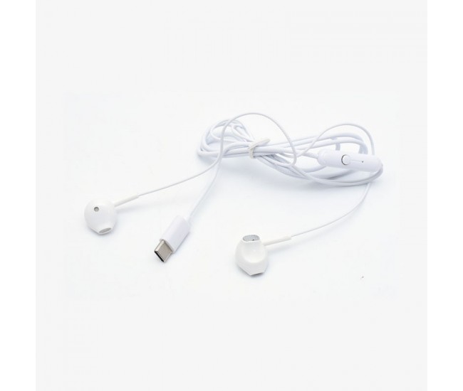 Casti USB-C cu Microfon, Fara Dopuri, Albe CY-C20