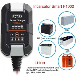 Incarcator Digital Smart F1000 de Acumulatori Li-ion / Plumb-Acid 6V-12V / AGM - BYGD Incarcator Digital Smart F1000 de Acumulatori Li-ion / Plumb-Acid 6V-12V / AGM - BYGD
