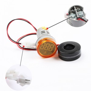 Ampermetru Digital Portocaliu de Panou 220V / Ø 22mm