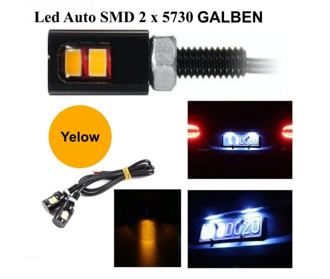 Led Auto 12mm / 12V / GALBEN, 2 Buc/Set