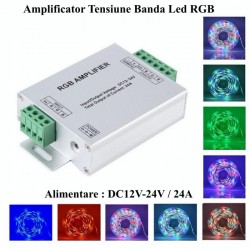 Amplificator Tensiune Banda Led RGB, DC 12-24V / 24A Amplificator Tensiune Banda Led RGB, DC 12-24V / 24A