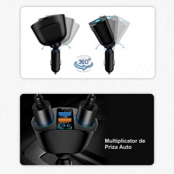 Spliter Bricheta Auto 2 Prize / 2 USB + 1 Tip C / M7 Spliter Bricheta Auto 2 Prize / 2 USB + 1 Tip C / M7