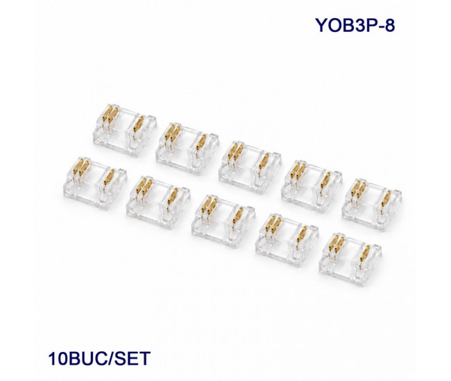 Conector pentru Imbinare Banda LED COB 8mm 3 Pini Strip to Strip Set 10 Buc DALBI YOB3P-8