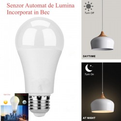 Bec cu LED si Senzor de Lumina E27-12W-6500K Bec cu LED si Senzor de Lumina E27-12W-6500K