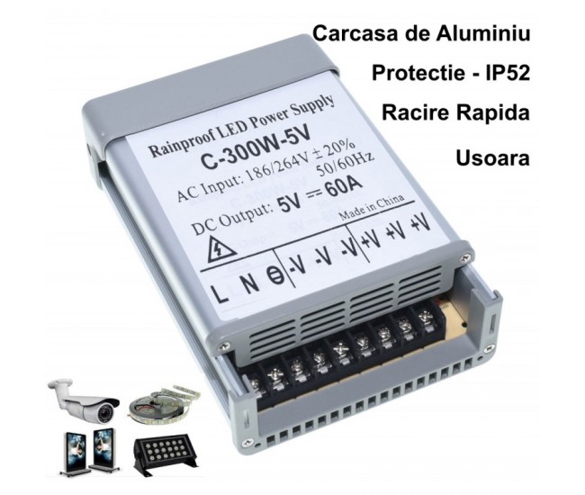 Sursa Alimentare de Exterior 5V-300W/60A