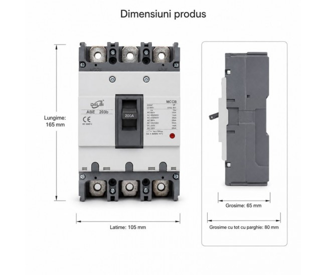 Intrerupator de Putere MCCB 3P 200A NF AC/DC DALBI