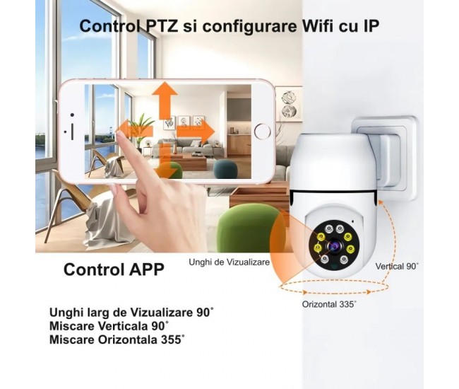 Camera de Supraveghere la Priza cu IP - PTZ 360˚ - Wifi si APP / V380