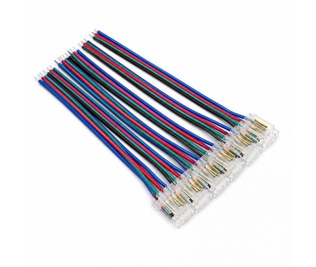 Conector Banda LED COB RGB 10mm 4 Pini cu Cablu 10cm Set 10 Buc DALBI