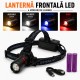 Lanterna Frontala LED 4 Culori Alb Cald Alb Rece Albastru Rosu Acumulator 18650 USB-C Zoom