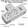 Dublu Stecher Multifunctional cu 2 x Usb QC3.0 - 1PD 20W si Lumina de Veghe