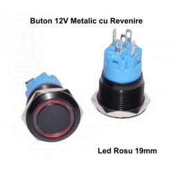 Push Buton Negru 19mm/Led Rosu Push Buton Negru 19mm/Led Rosu
