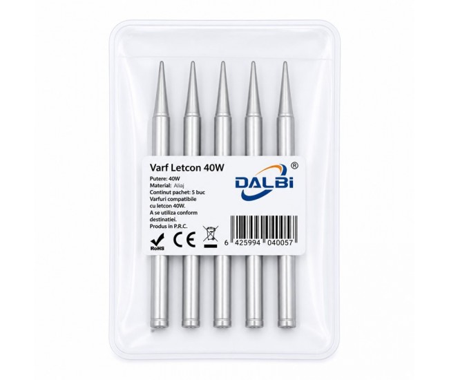 Set 5 Bucati Varfuri pentru Letcon Electric 40W, 4.4mm x 67.4mm DALBI