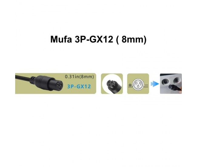 Incarcator Li-ion 42V-2A cu Mufa GX12 - 3P / 8mm