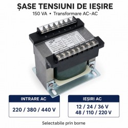 Transformator de Comanda BK-150VA 220/380/440V cu Iesiri Multiple DALBI