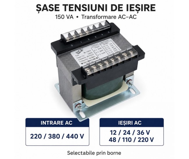 Transformator de Comanda BK-150VA 220/380/440V cu Iesiri Multiple DALBI