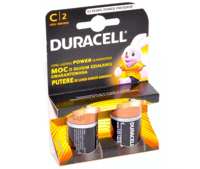 Baterie Alkalina Duracell R14, Marime C, 2buc/set