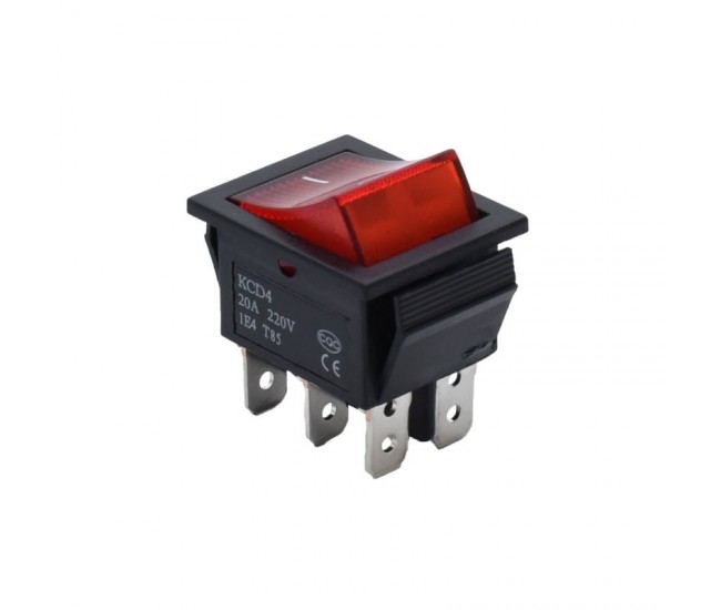 Intrerupator IRS Lat 20A Led Rosu 6P ON/OF KCD4
