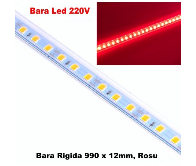 Bara Led 220V / 72 x SMD 5050 / Rosu, 990x12x1mm