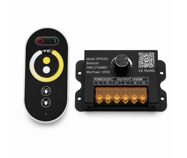 Controler Banda LED CCT 220V 1000W Bluetooth cu Telecomanda RF si Reglaj Manual HPW262