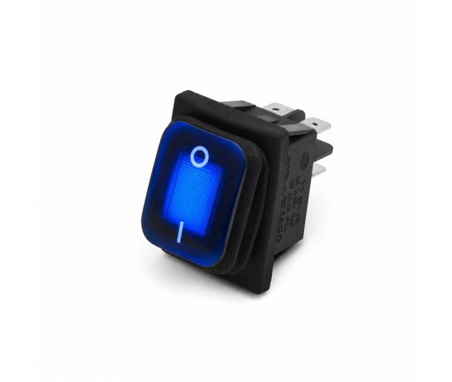 Intrerupator IRS KCD4 16A 250V cu Membrana Cauciuc si Lumina Albastra DALBI