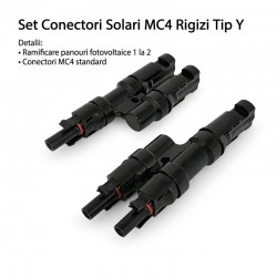 Set 2 Conectori Solari MC4 Tip Y, Adaptor Ramificare Panouri Fotovoltaice, 1000V, 1 Tata la 2 Mama