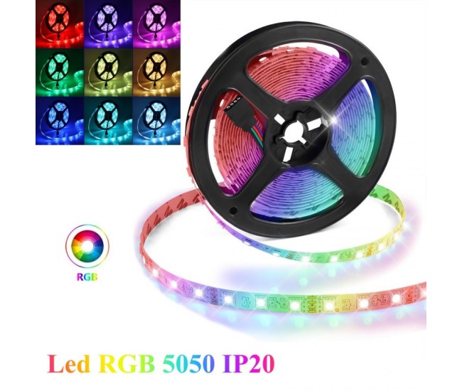 Banda Led RGB 5050 - 60led/m Interior IP20 - 12V - 5m/Rol