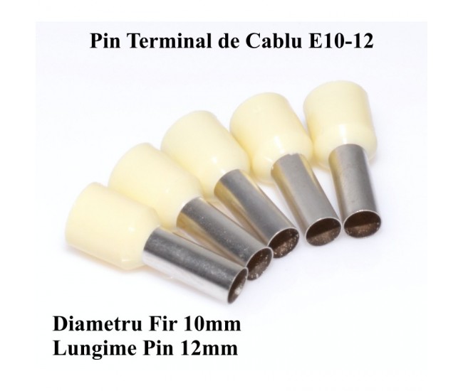 Pin Terminal de Cablu E10-12 Crem, 100Buc/Set